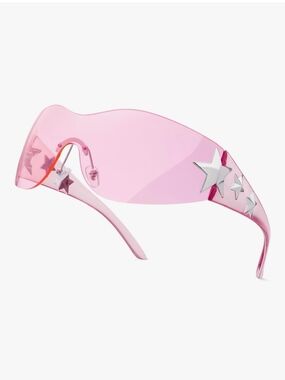 Pink Star-Accent Shield Sunglasses